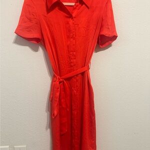 Diane Von Furstenberg Coral Red Midi Dress